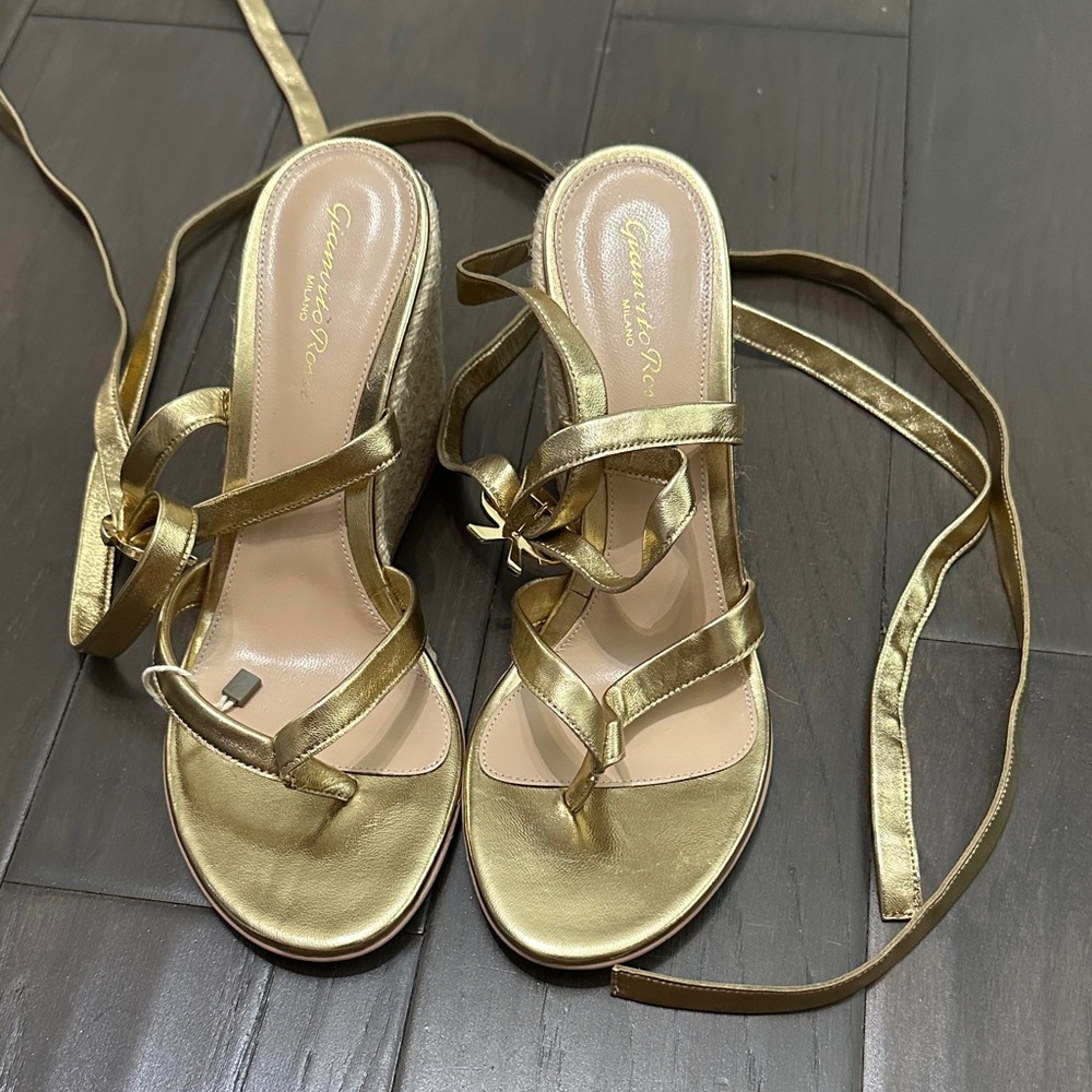 Gianvito Rossi Gold Wrap-Around Sandals